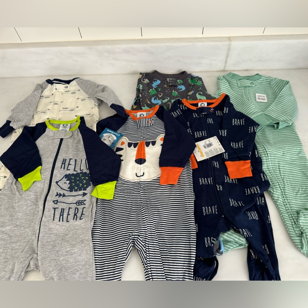 Carters & Gerber Footed Sleepers 3-6 months